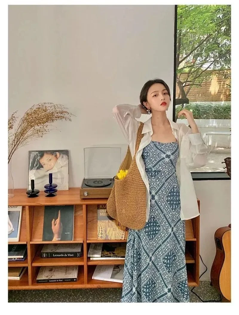 

Dresses for Women 2024 Beach Sundress Backless Long Maxi Clothes Slip Woman Dress Open Back Korean Style Xxl New Features of Y2k