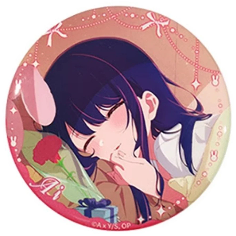 58 مللي متر أنيمي OSHI NO KO Hoshino Aquamarin Saitō Ichigo Arima Kana MEMCYO تأثيري حلي شارة دبوس SPTE صفيح بروش ﻿   الدعامة جيلف