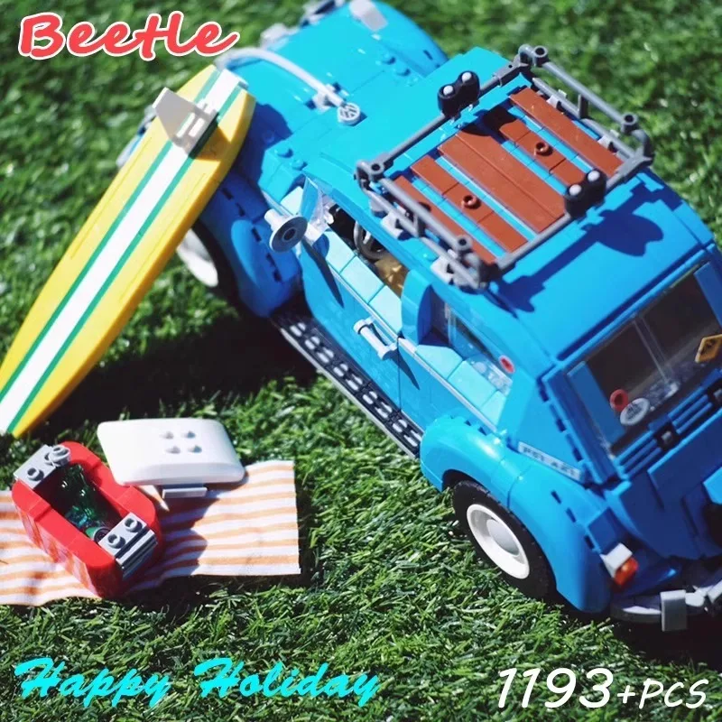 New Volkswagen Beetle retro travel car model adult assembled building block decoration boy 10252 toy