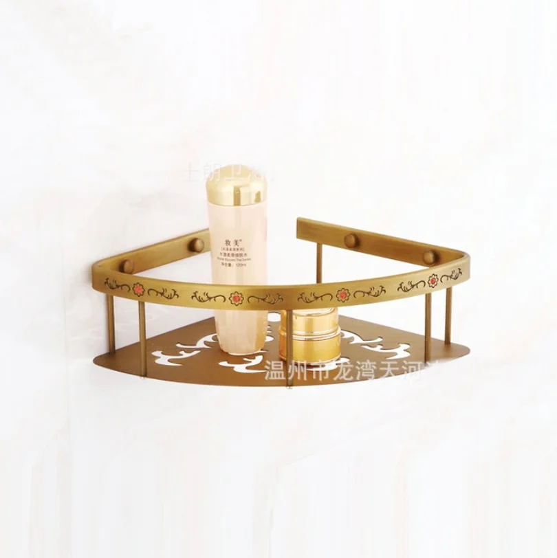 

bathroom corner shelf brass rack towel holder shampoo basket storage