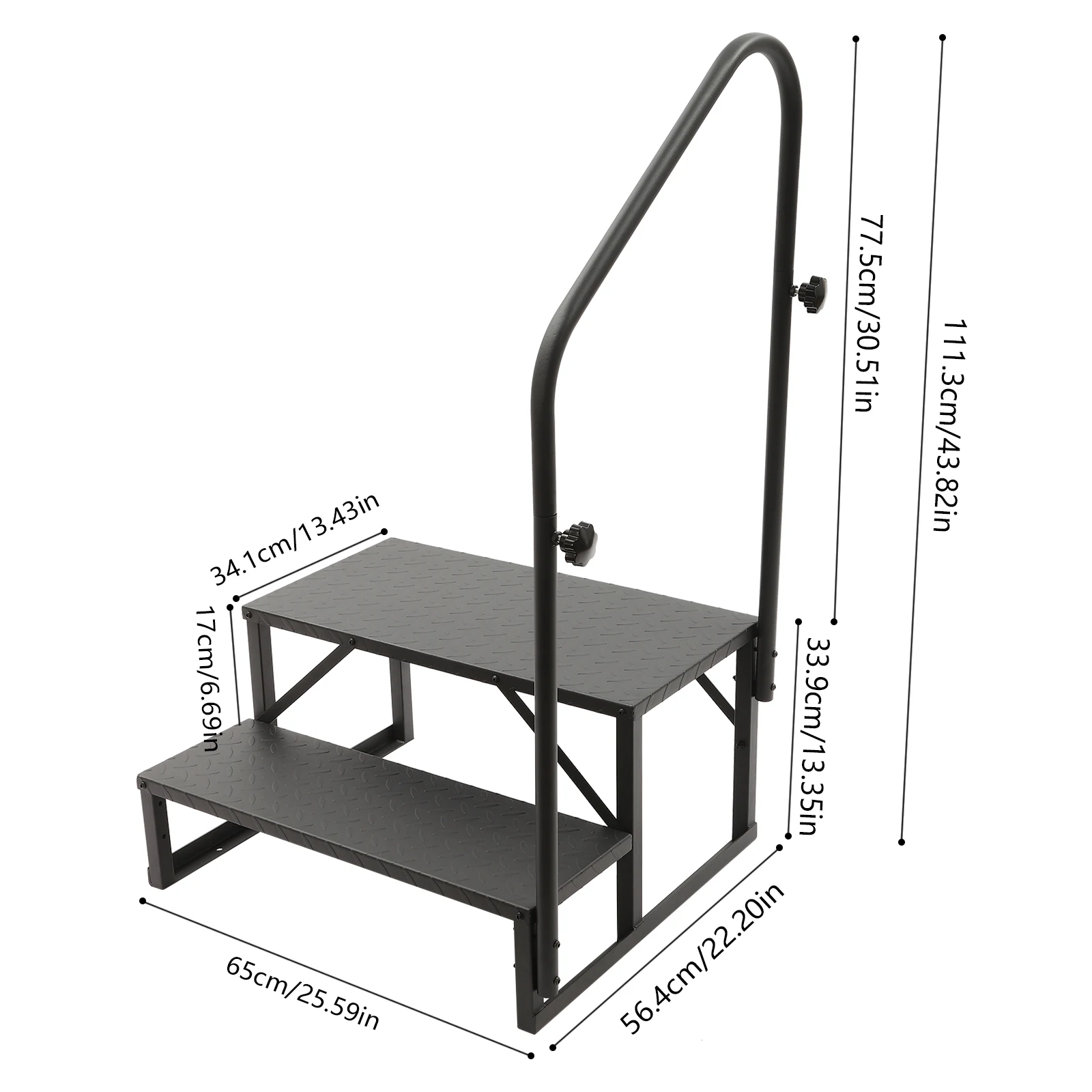 RV Stairs Handrails Ladder, Durable Steel Frame, 450 lbs Capacity, Adjustable for Left/Right Mounting, Easy Installation, Ideal