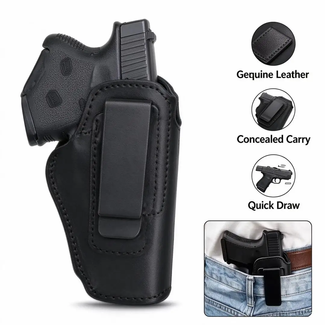 Leather Tactical Holster Concealed Carry Waist Holster for Glock 17 19 43X Sig Sauer P365 Quick Draw Left Right Hand