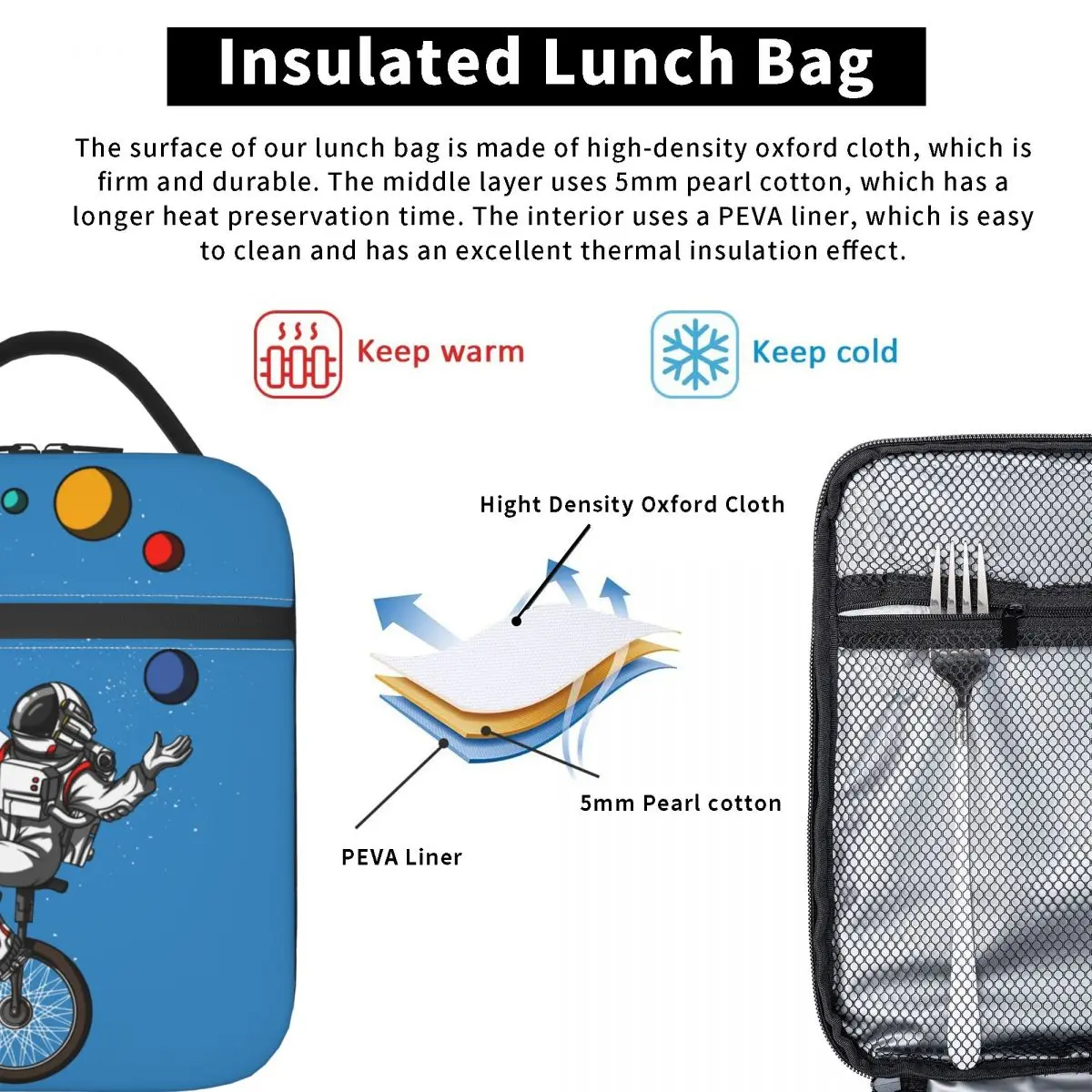رائد الفضاء الكواكب الشمسية معزول أكياس الغداء حاوية الغداء الكبيرة حقيبة للحفاظ على البرودة حمل علب الاغذية الشاطئ نزهة بينتو الحقيبة #6