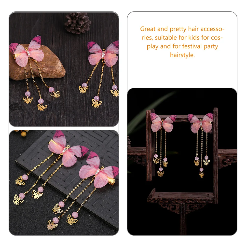 

Butterfly Headdress Tassel Hair Clips Dangling Hanfu Accessories Styling Retro Hairpin Alloy Vintage Decorative