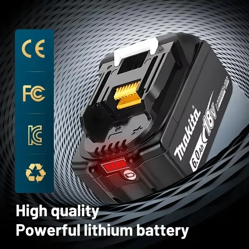 Original Makita LXT 18V 6000mAh Li-ion Battery, Heavy Duty Rechargeable Pack for BL1830B BL1840B BL1850B BL1860B