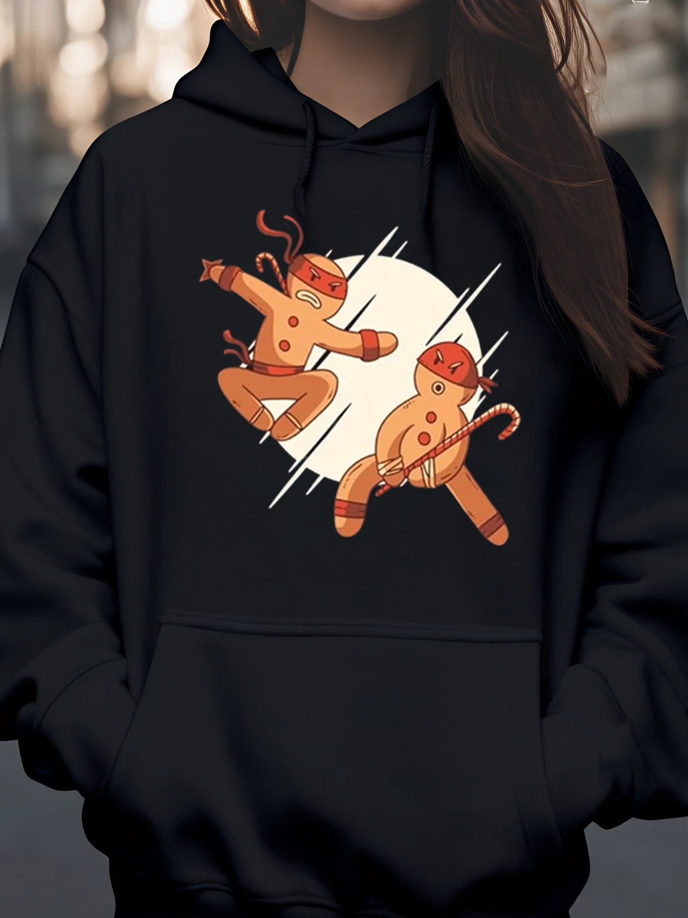 هوديي عيد الميلاد بطبعة نينجا من الزنجبيل لملابس العطلات للجنسين