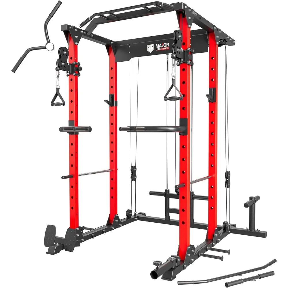 

Power Cage, PLM03 1400 lbs Multi-Function Power Rack with Adjustable Cable Crossover System and More Training Attachment