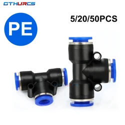 5/20/50pcs PE Type Pneumatic Fittings Plastic T Type 3-way For 4mm To 16mm Quick air Pneumatic Connector