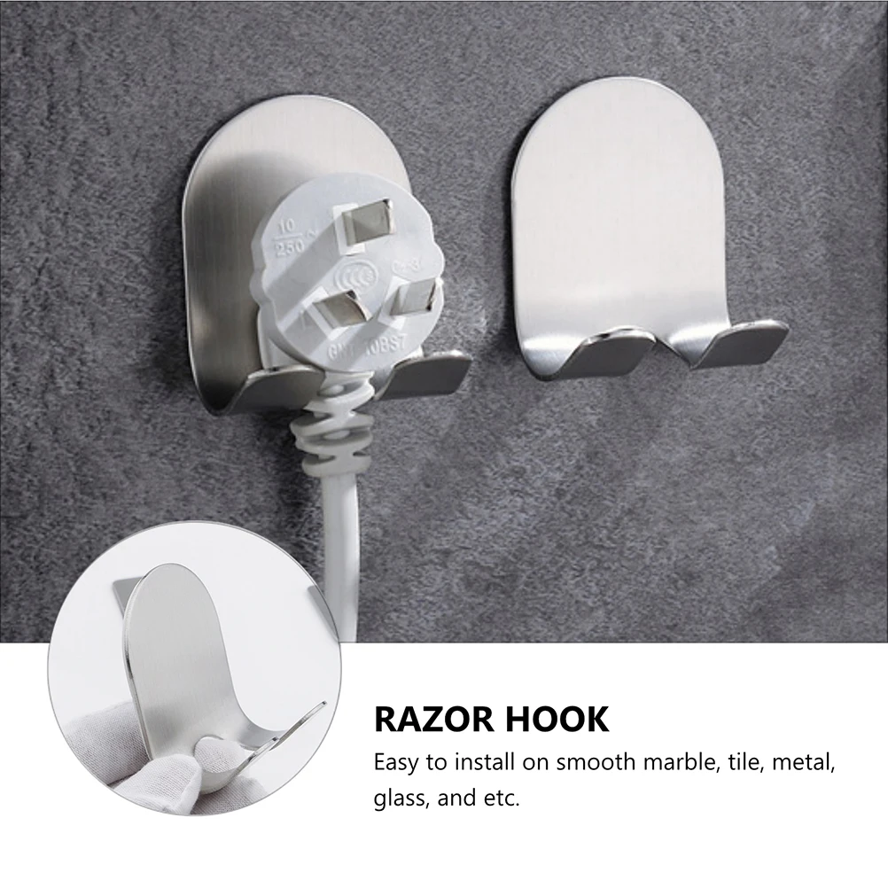 

3pcs Razor Shaver Hook 304 Stainless Steel Punch Free Easy Install Wall Utility Hooks Storage Shaver Hook Bracket