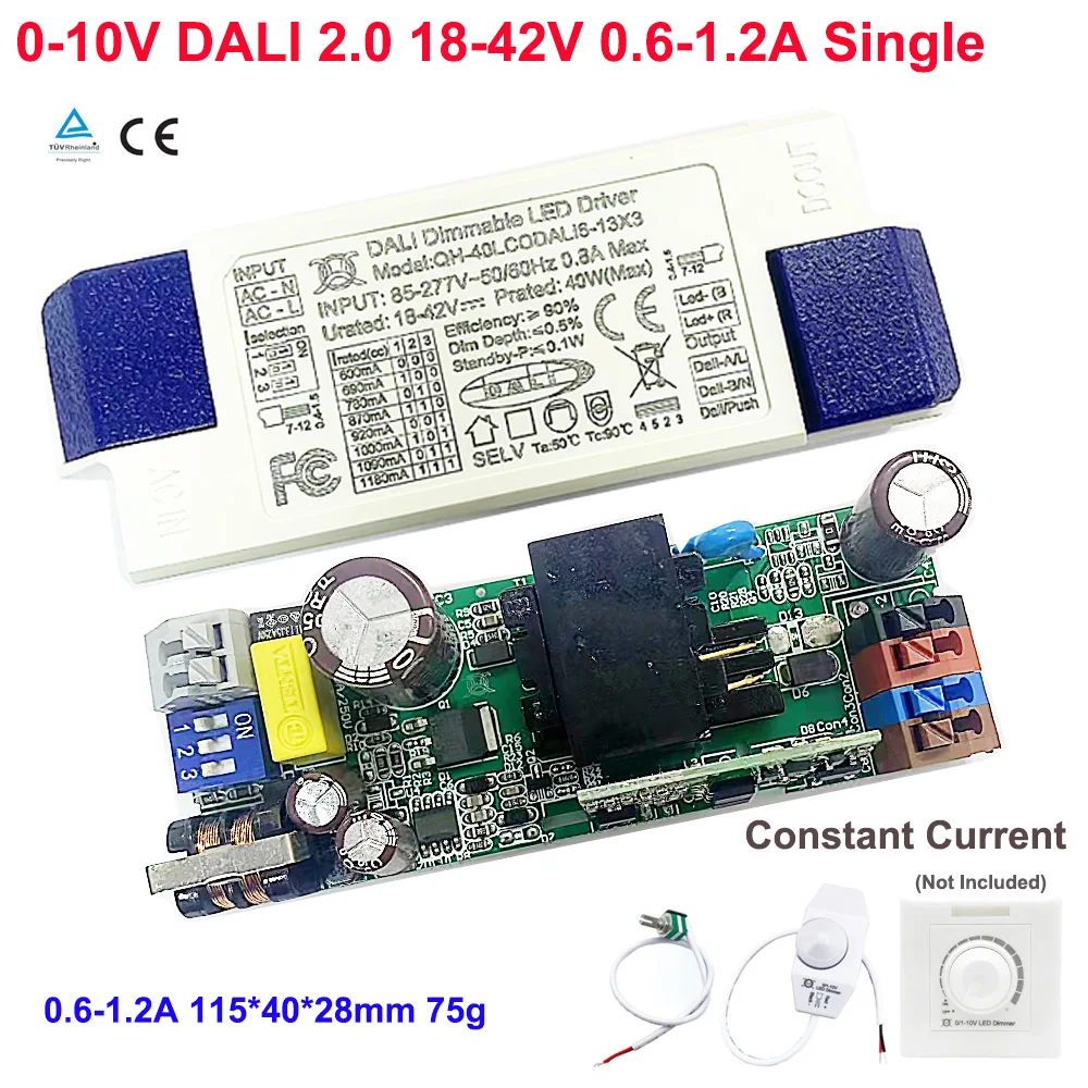 10P Flicker Free 0-10V DALI CCT Dimmable LED Driver Power Supply Transformer 18-42V 300mA 600mA 900mA 1200mA 1500mA 5-60W 0-100%