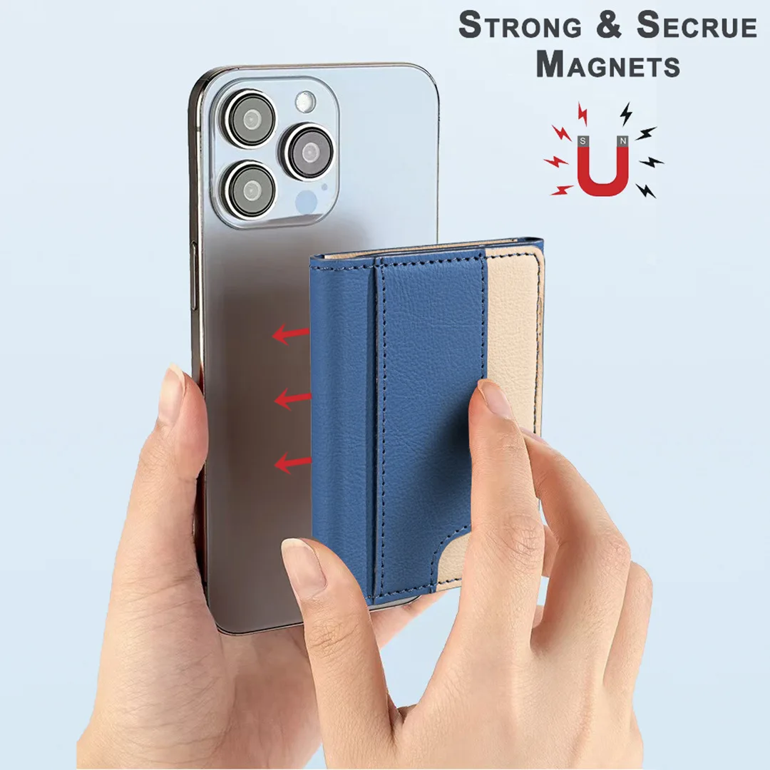 Geeignet für iPhone 16 Dreifach Faltbare Magnetische Brieftasche Kartenhalter, Magnetische Brieftasche mit Rückseitiger Saugnapf-Halterung Universelle Handy-Kartentasche – Detail 4