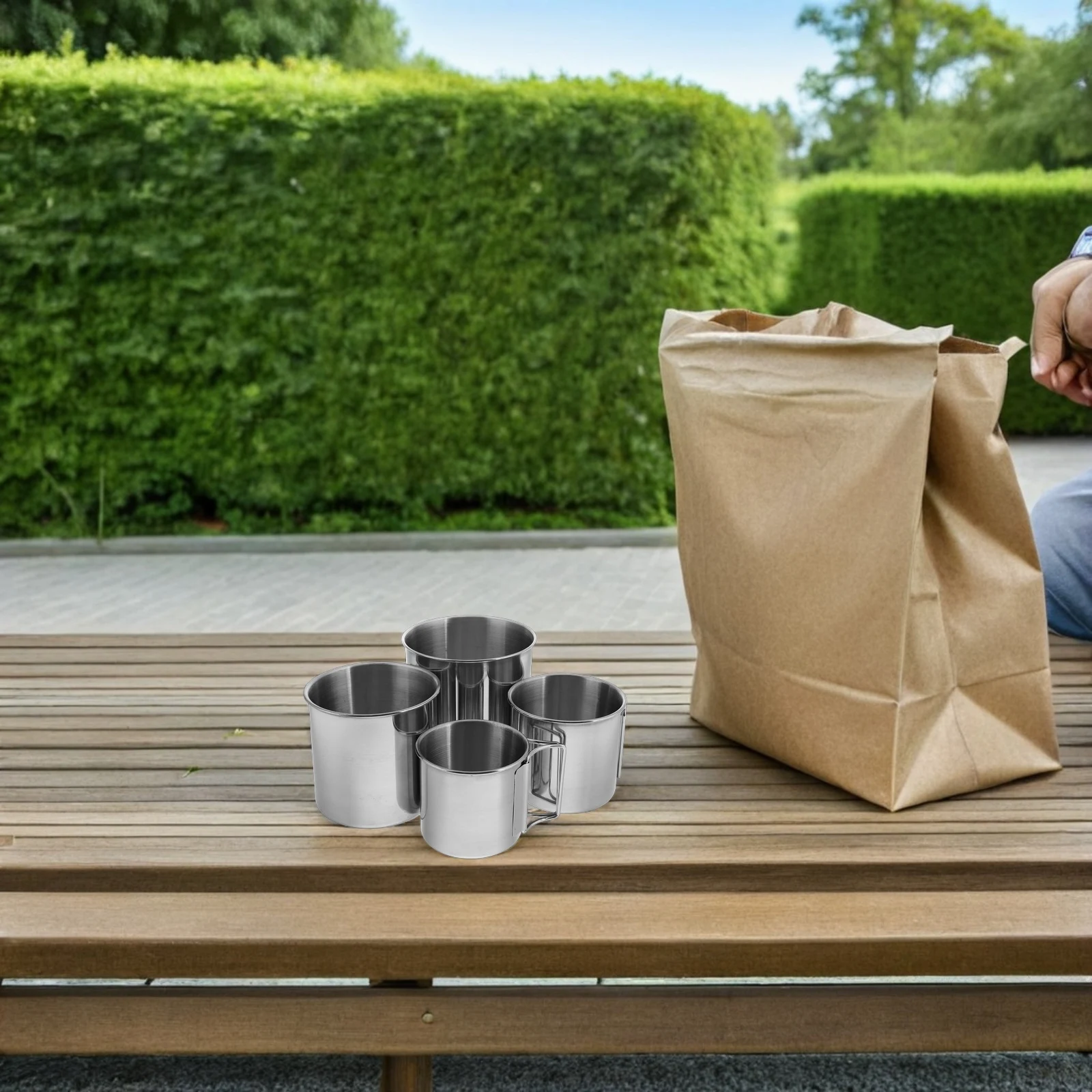 

4Pcs Stainless Steel Folding Camping Cup Outdoor Portable Campfire Cup for Hiking Travel Picnic Coffee Tea Beer Drinking
