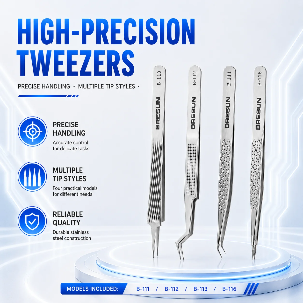 Набор высокоточных пинцетов BR – обзор и цена Smd Tweezer Set