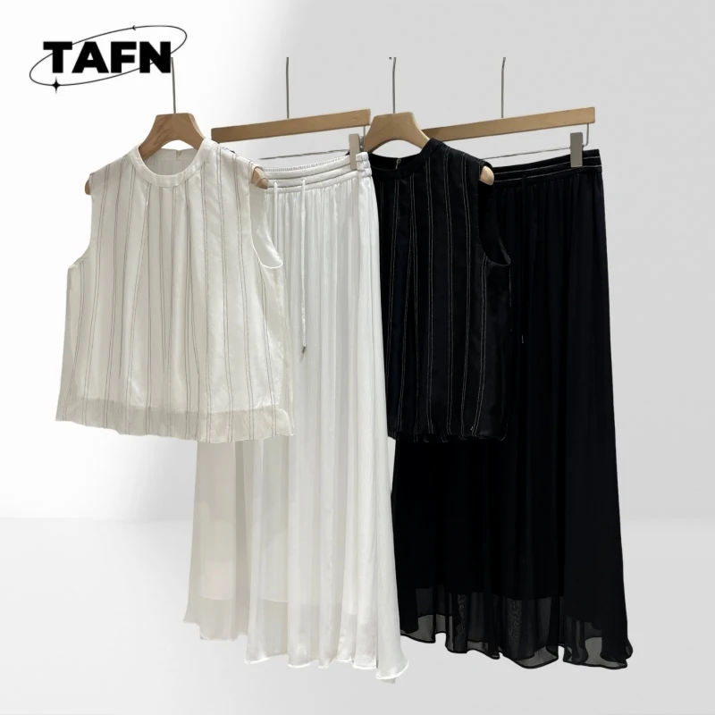 Ladies Elegant Skirt High Waist Midi Length Skirt for Everyday Style Solid Color Ribbed Camisole for Women Stretchy BD0123