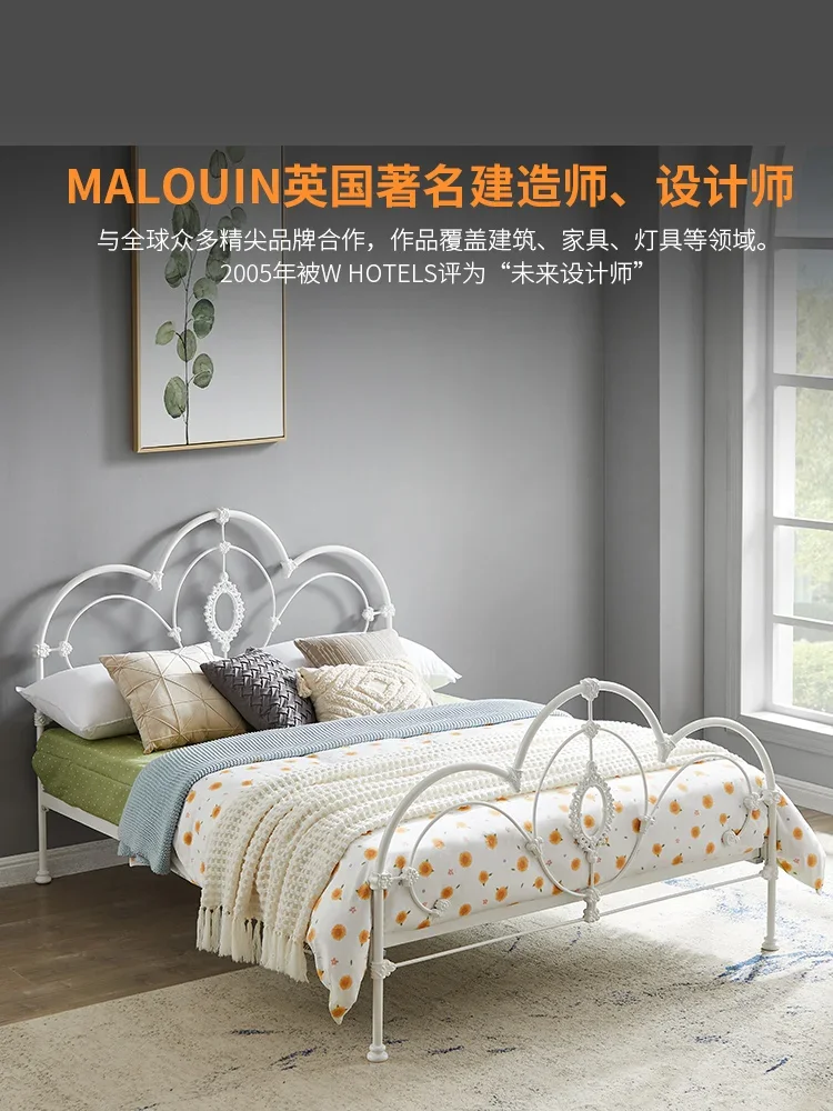 bed European wrought iron  for children iron frame  French iron  double  girl princess   man room cream