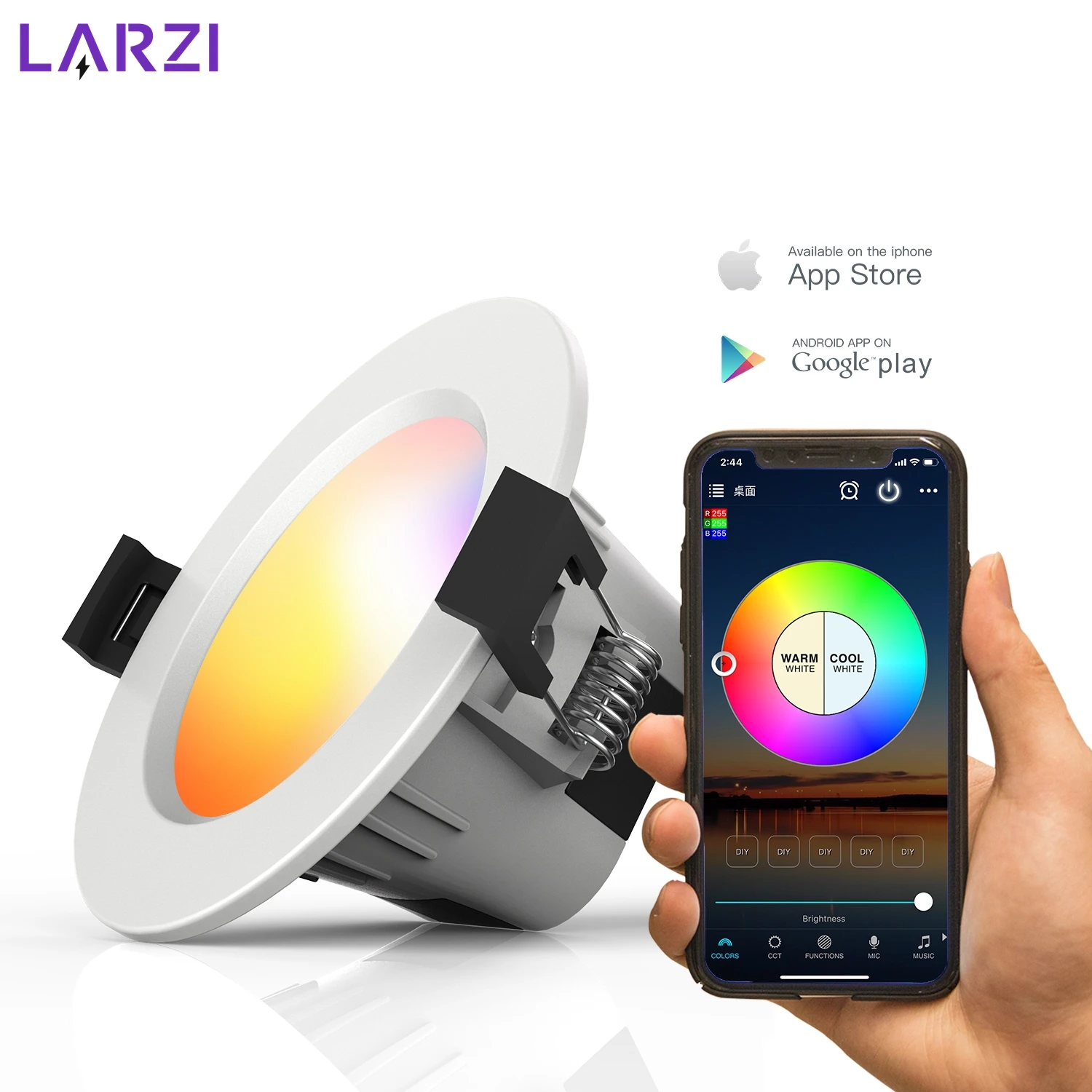 

Умный светодиодный потолочный светильник Wi-Fi, встраиваемый прожектор RGB с регулируемой яркостью, 5 Вт, светильник вниз, голосовое управление, работает с Alexa Google Home