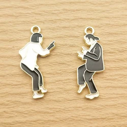 10pcs Pulp Fiction Charm for Jewelry Making Enamel Necklace Earring Pendant Diy Accessories Zinc Alloy Gold Plated