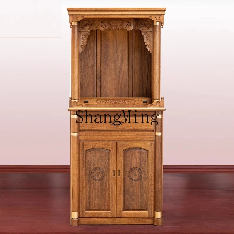 

ZYY Guanyin Buddha statue cabinet all-solid wood new Chinese vertical cabinet household shrine for the God of Wealth cabinet