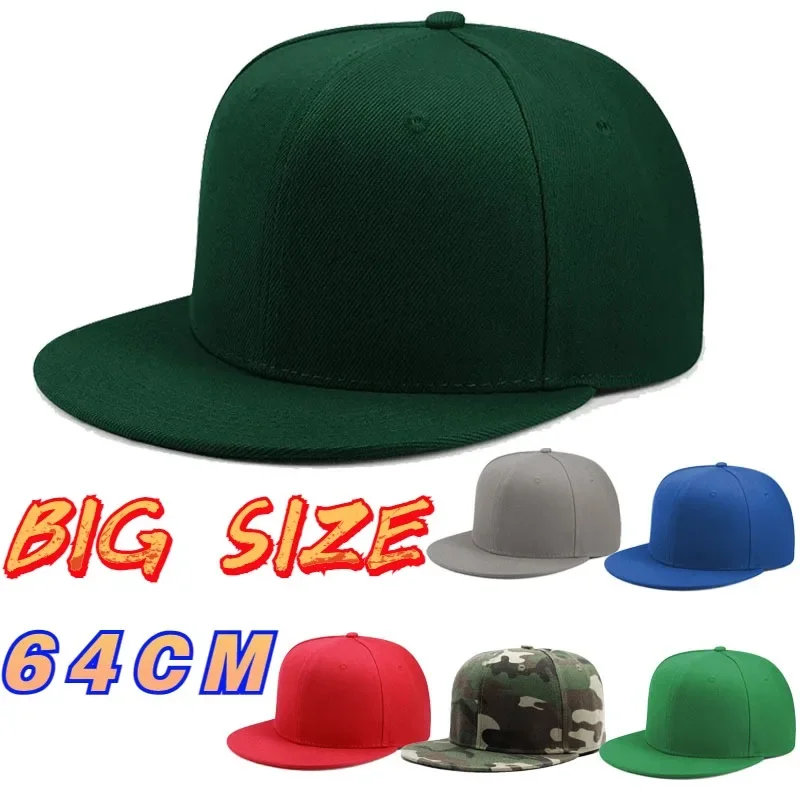 

Big Bone Man Plus Size 64cm Baseball Caps Adult Flat Peak Hip Hop Fitted Hat Men Women Large Size Snapback Cap Size 60cm 62cm