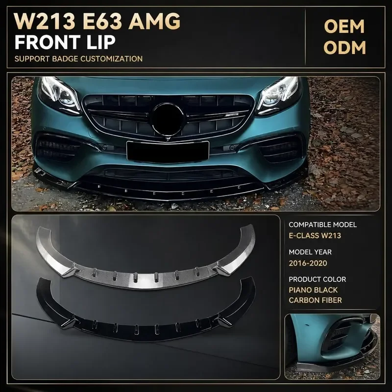 For Mercedes Benz E Class W213 2016-2020 E63 AMG Front Bumper Lip Splitter Corner Spoiler Body Kit Auto Accessories