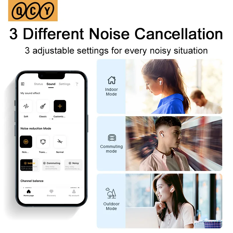 [€19-€2 Promo Code:8NL02]Qcy HT05 Anc Draadloze Oortelefoon 40dB Noise Cancelling Bluetooth 5.2 Hoofdtelefoon 6 Mic Enc Hd Oproep Tws Oordopjes Transparantie Modus