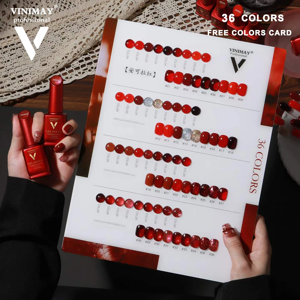 Conjunto de Esmalte em Gel Vermelho VINIMAY, Esmalte em Gel UV Removível, Verniz em Gel para Nail Art, Manicure, Verniz em Gel UV LED Removível, Mater