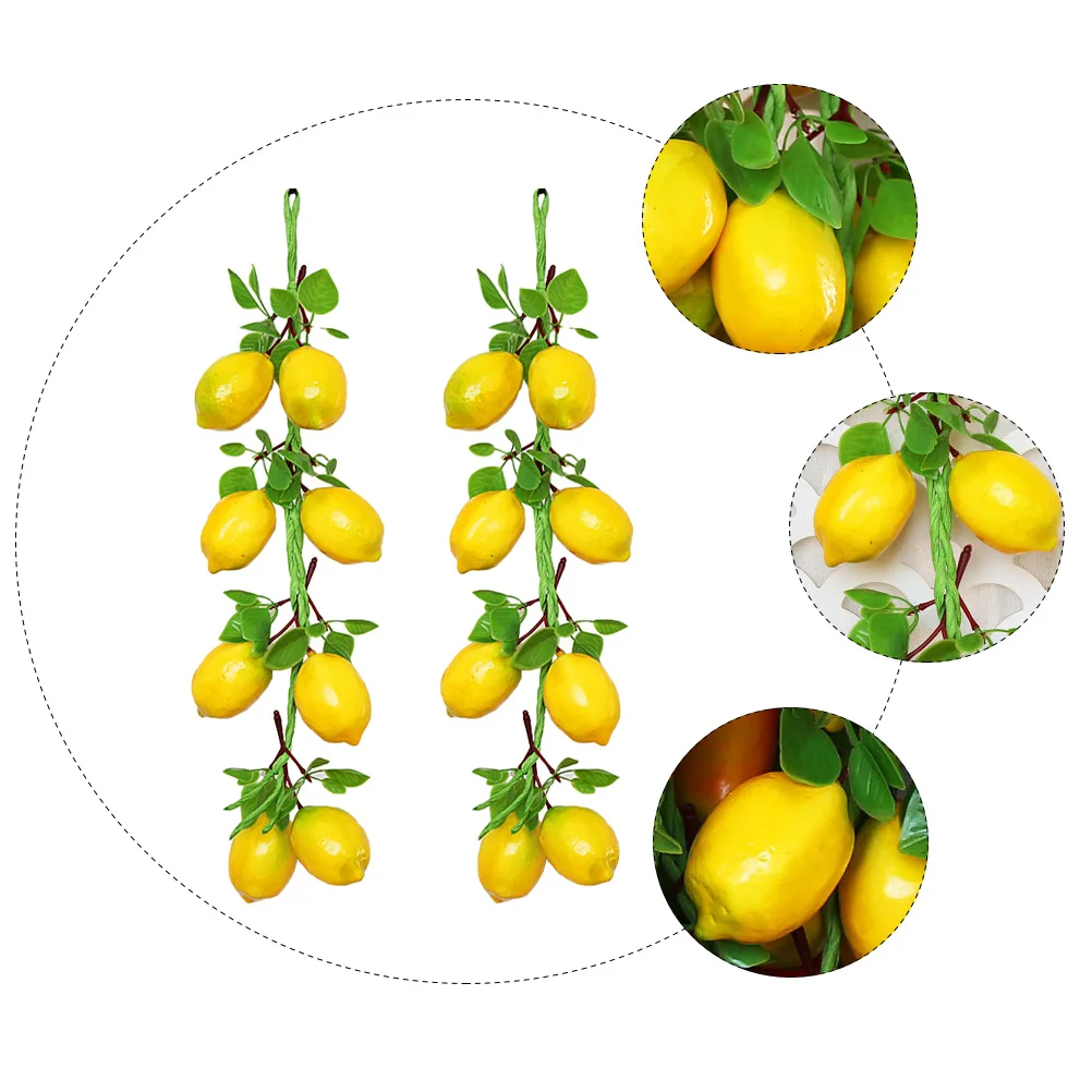 2 Bunches Imitation Lemon Skewers Lemons Simulation Fruit Decor Party Layout Prop Gift Pendant Hanging Foam Man Fake