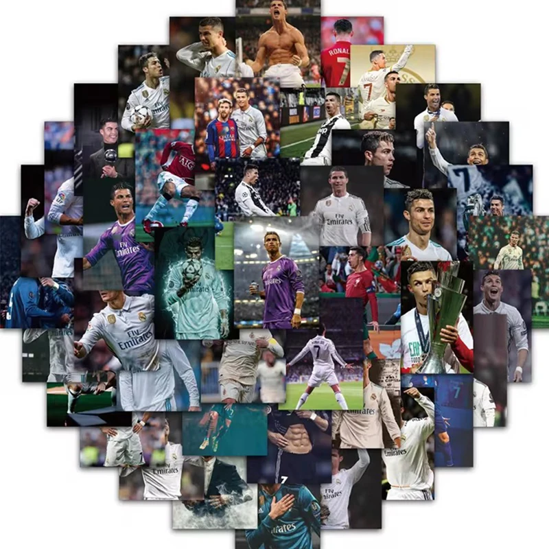 60PCS Cristiano Ronaldo Graffiti Stickers Football Star Sportsman Poster Image Phone/Water Cup Party Decoration Sticker