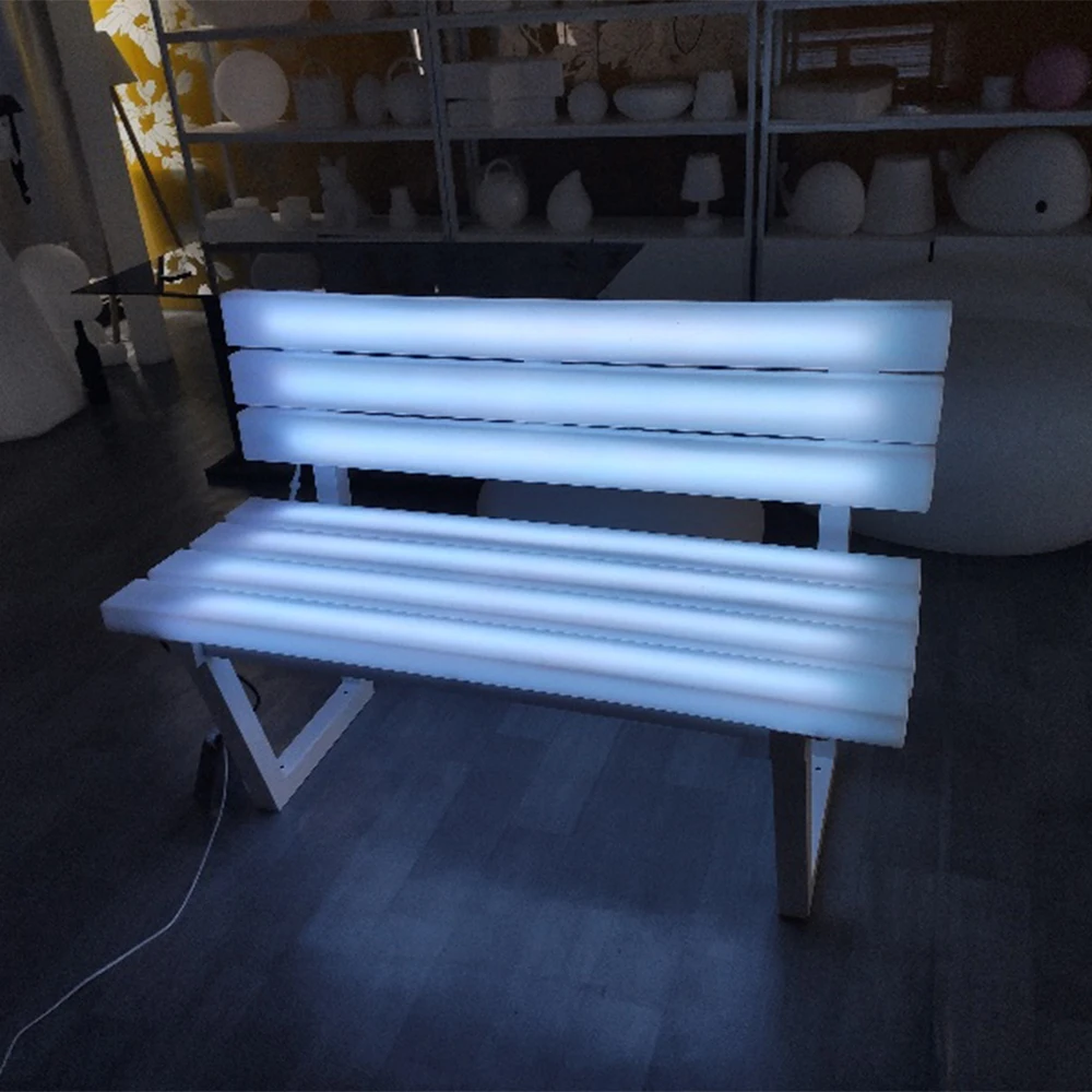 Modern Design Remote Outdoor Garden Patio Glow Led Illuminated Bench Chair Bench Rgb Color Landscape Led Park Bench