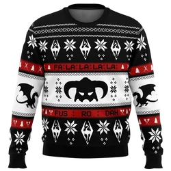 Suéter de Natal masculino Skyrim Feo Fusrodah, suéter de Papai Noel, moletom e top 3D, roupas de outono e inverno