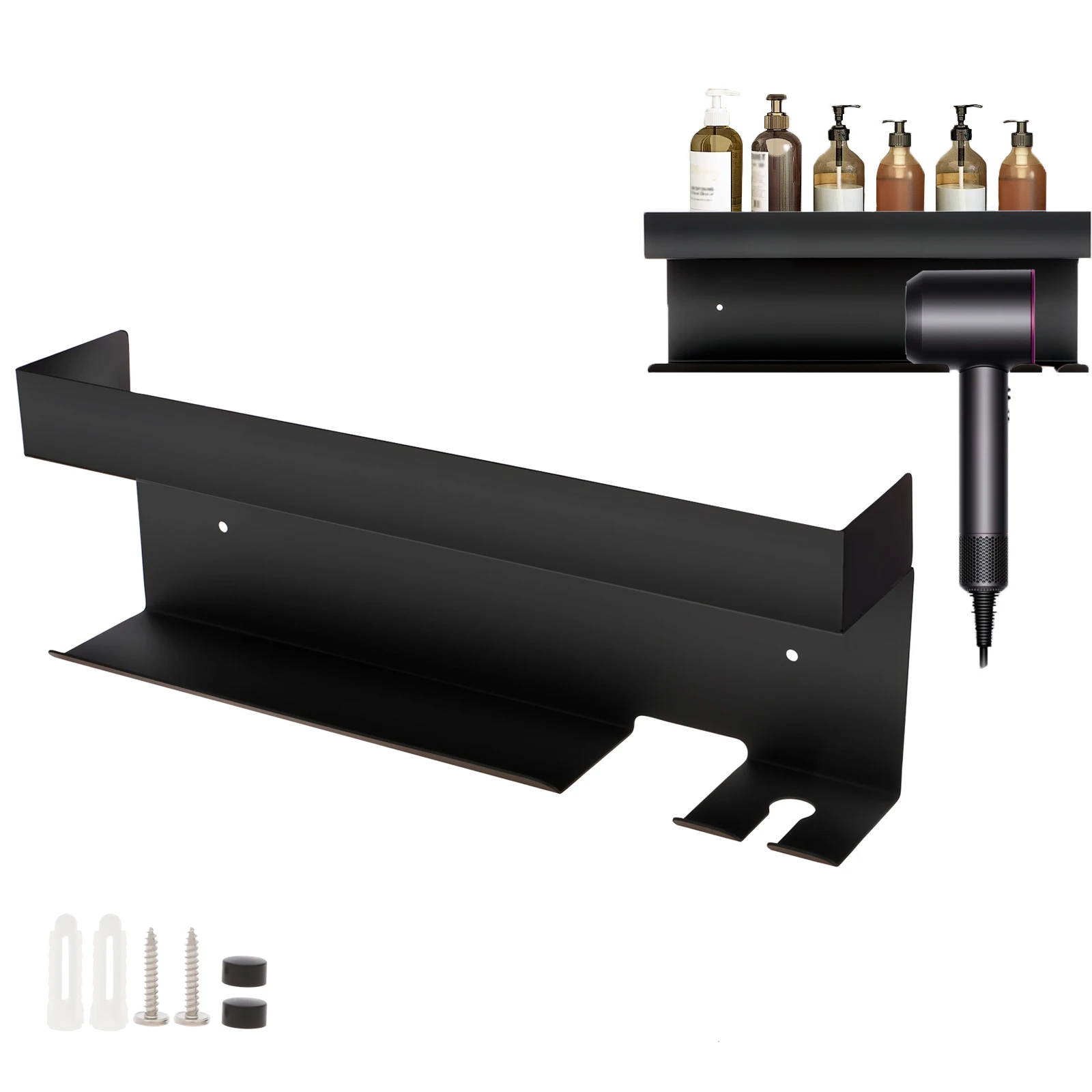 

Hair Dryer Storage Rack Wall Mounted No Drilling Hair Dryer Organiser for Curling Iron Straightening Iron Comb for Bathroom