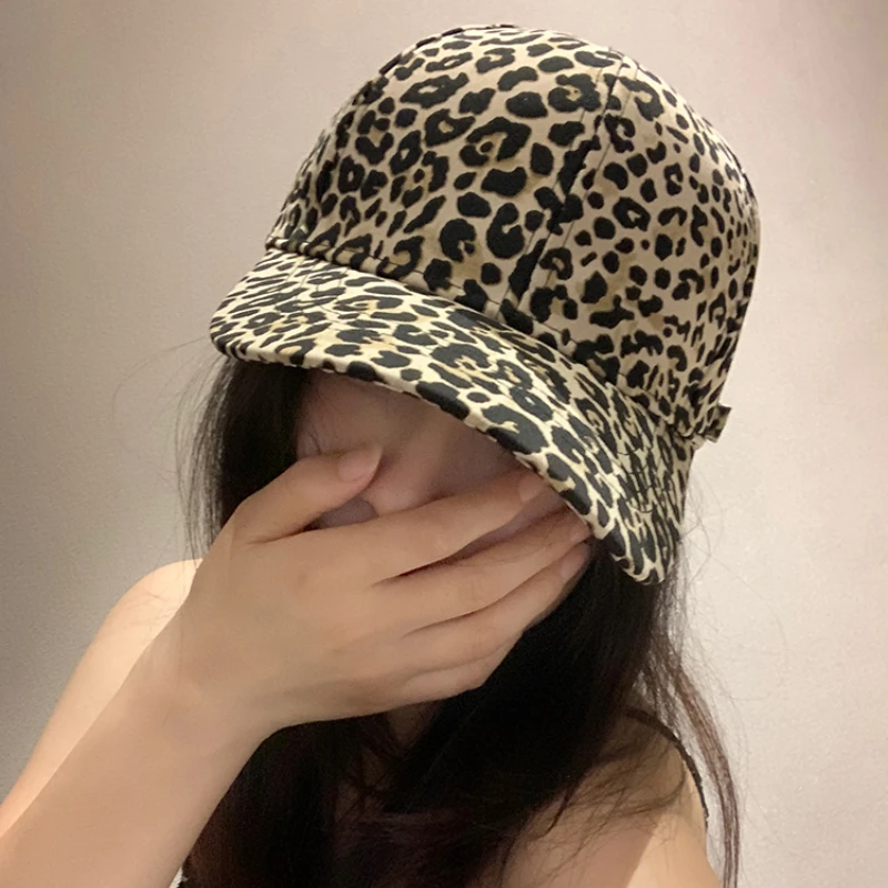 Korean Leopard Print Printed Baseball Cap Street Trend Versatile Big Head Adjustable Sunshade Hip-hop Hat for Men and Women