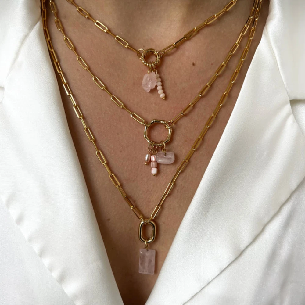 

Ins style living ring necklace heart-shaped circular pendant charming bracelet Necklaces for women