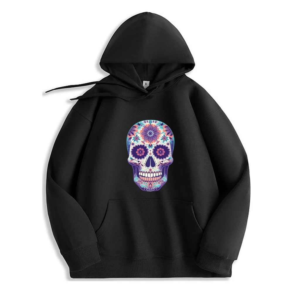 

Colorful Skull Graphic Hoodie Comfortable Design Streetwear Fashion Sweatshirt Printed Long Sleeve For Men