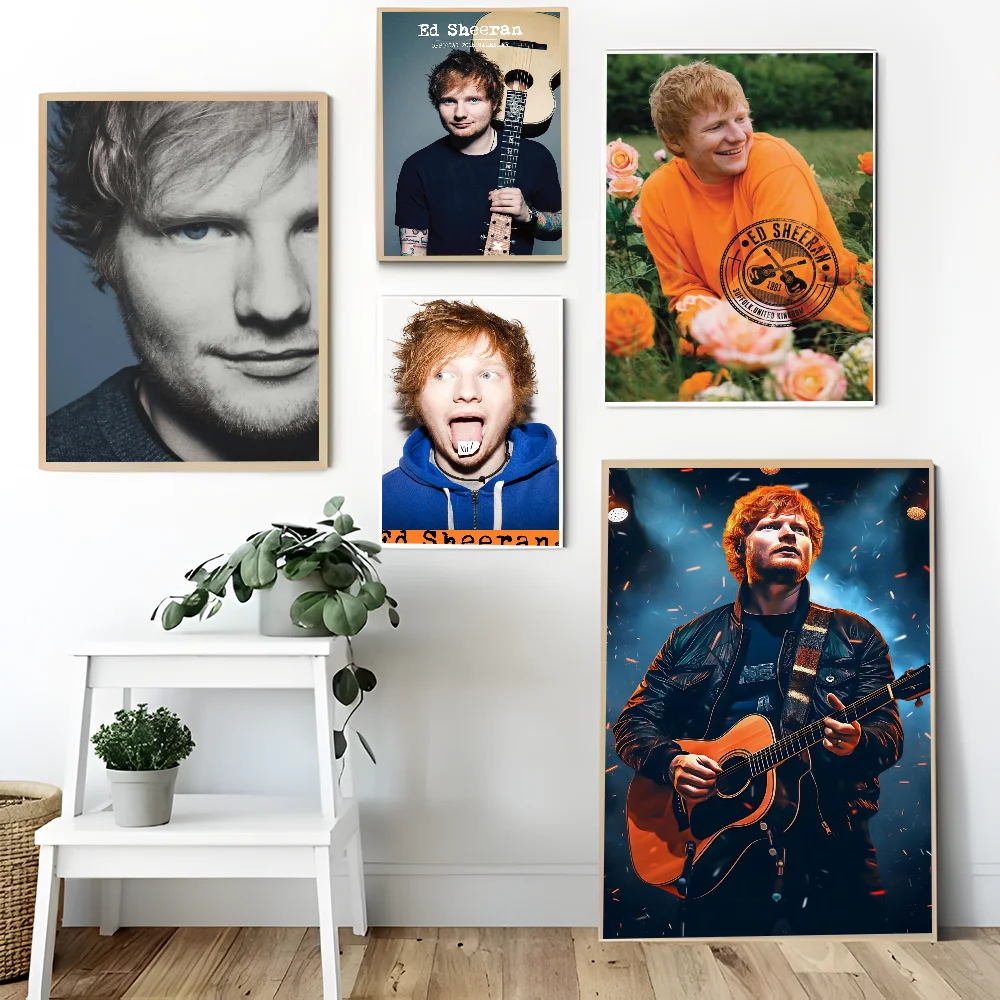 Famous Singer Ed Sheeran Anime Posters Sticky Decoracion Painting Wall Art White Kraft Paper Wall Decor