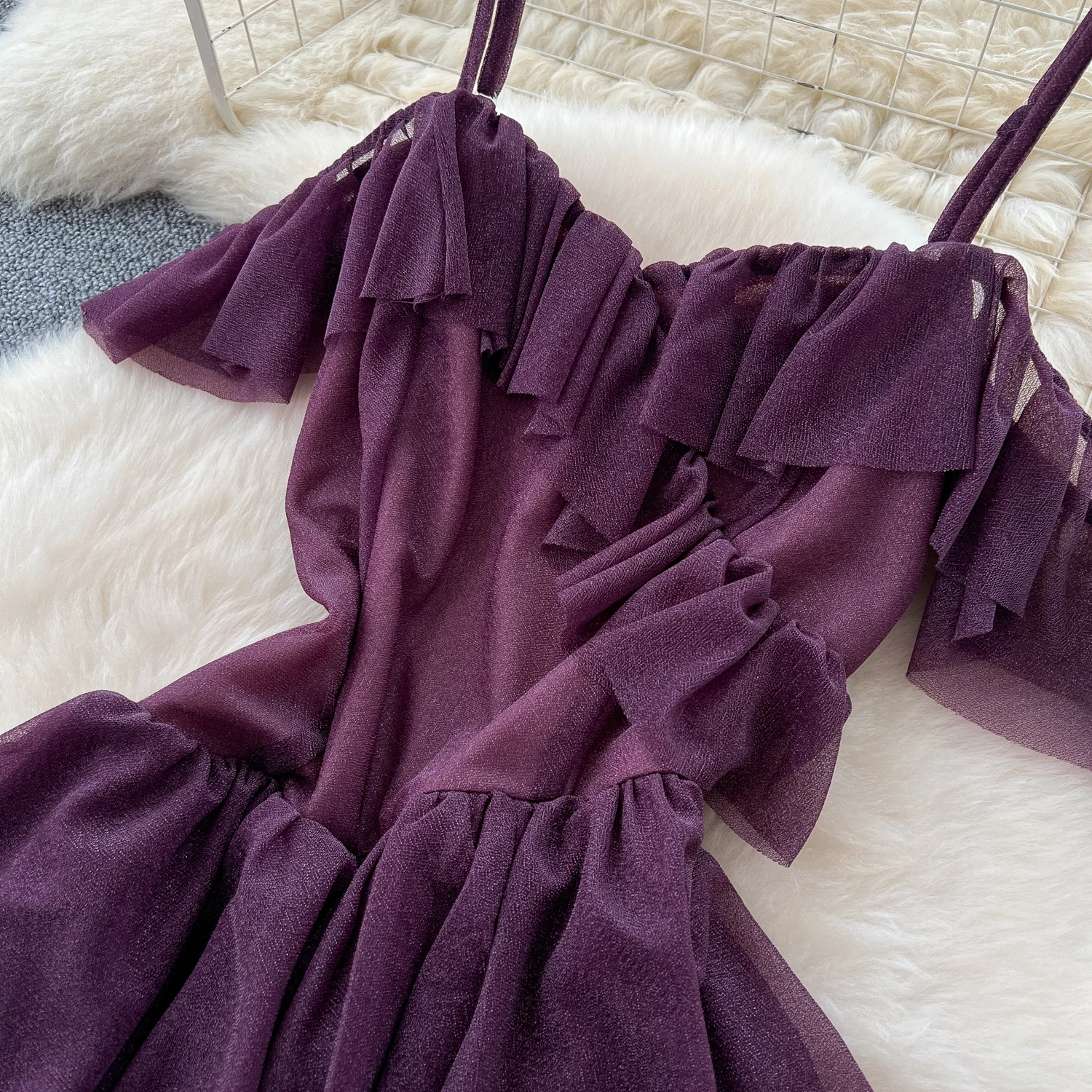 Chic Sexy fendu slash cou bretelles robe fée a-ligne robe plage vacances femmes Boho robe d'été