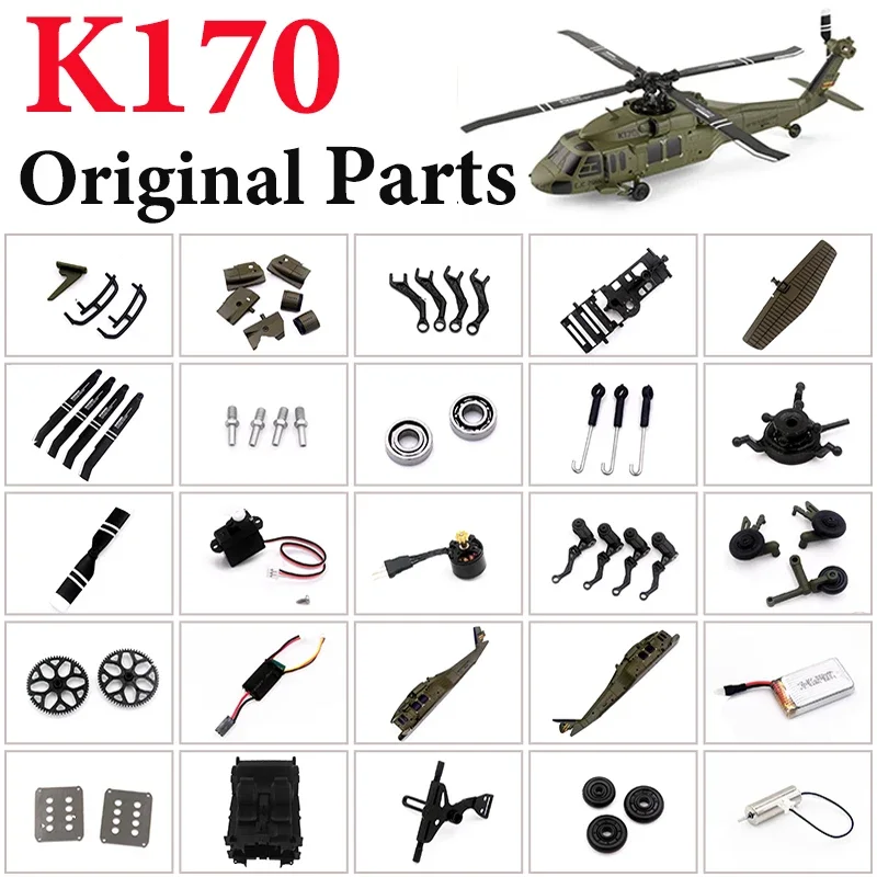 WLtoys K170 XK RC Helicopter Spare Parts Motor Receiver Servo ESC Bearing Propeller Main Shaft Wheel Cross Plate Casing Battery