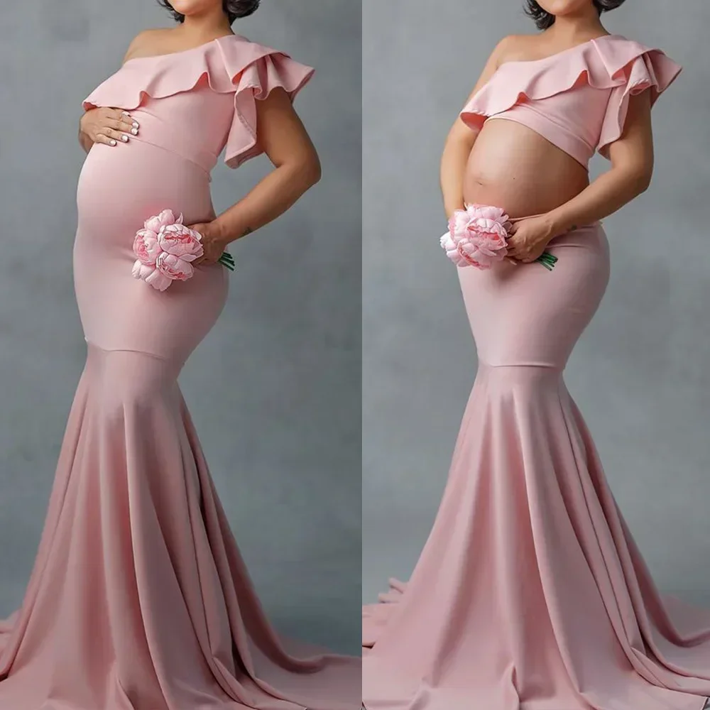 

Latest Maternity Dresses Sexy Photo Shooting Props Ruffled Tops Long Skirt Suits Pregnant Women Baby Shower Photography Props