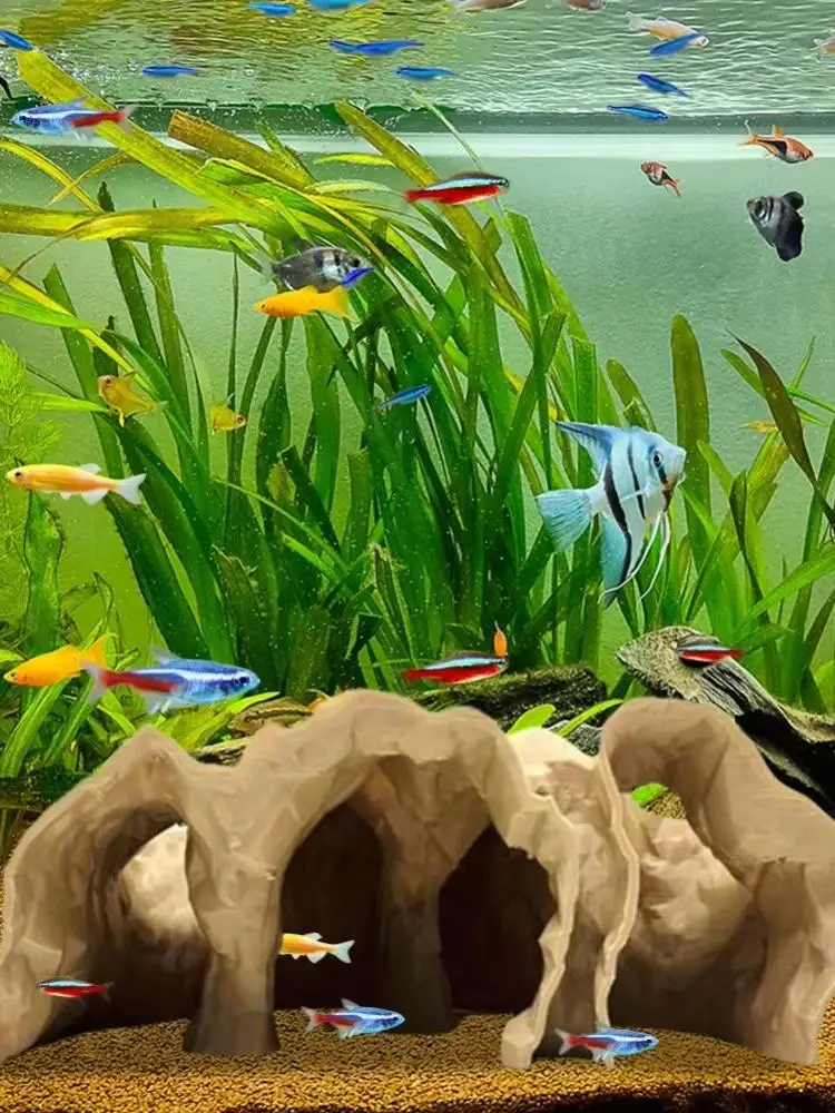 AliExpress NONE Funny 3D Printing Gravel Tunnel Cave Rest Safe Fish Tank Underground Cave Fish Hideout Stones House Fish Tank Ornament