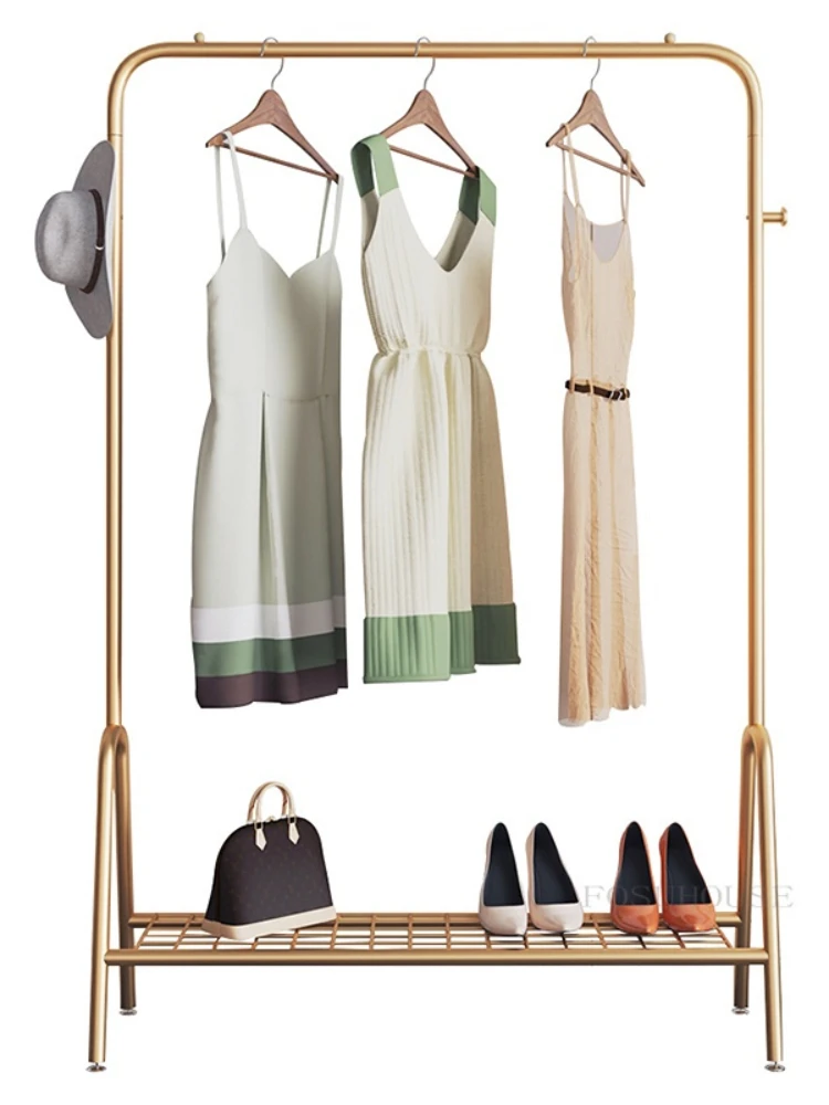 

Simple Hallway Porch Floor Coat Racks Modern Dressing Room Bedroom Clothes Stands Wrought Iron Designer Homestay Storage Shelf T