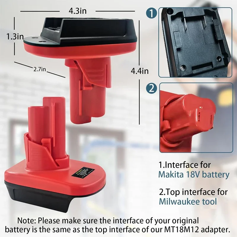 Convertitore adattatore batteria per batteria al litio Makita 18V a batteria Milwaukee 12V Accessori per elettroutensili BL1850B BL1860B