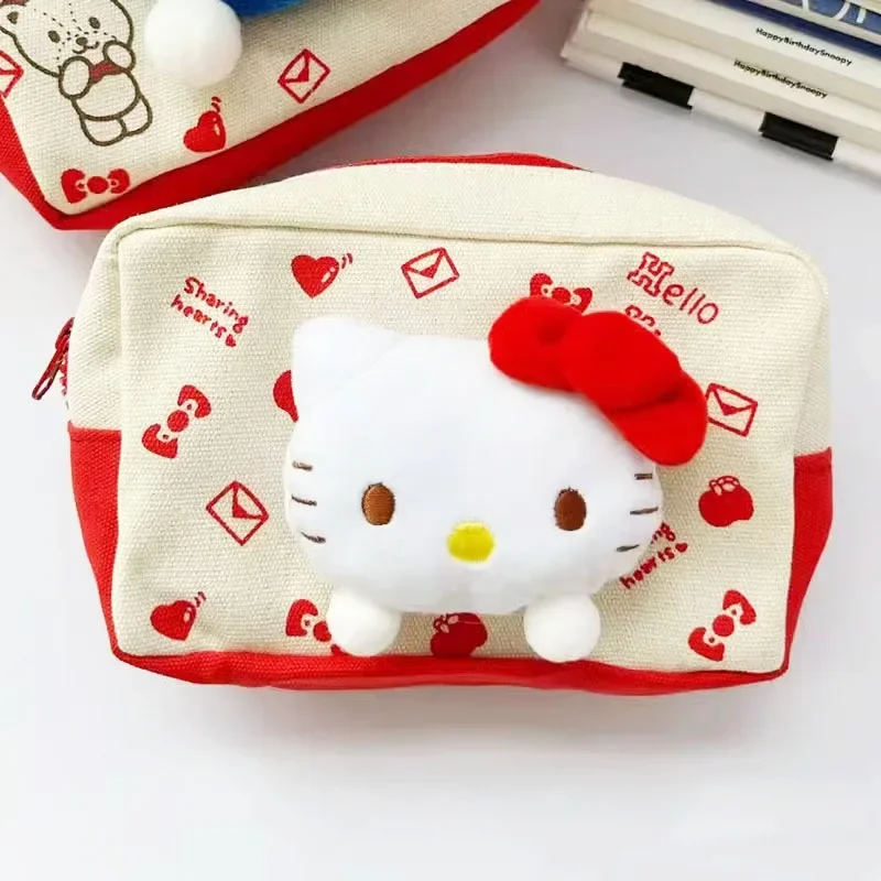 Sanrio Japanese Hello Kitty Organizer Pencil Bag Girls Storage Bag Organizer Cute Pencil Bag Large Capacity Zipper Storage Box