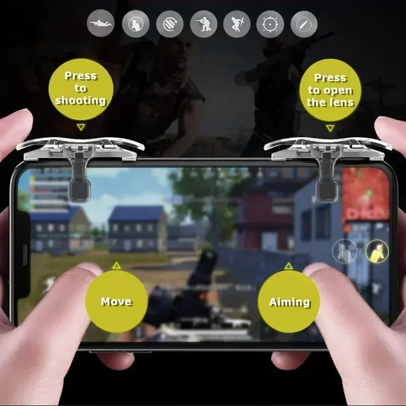Gatillo de juego de teléfono móvil ABS X8, controlador de Joystick para PUBG, objetivo de disparo L1R1, botón de llave de aleación para IPhone y Android, 2 uds.