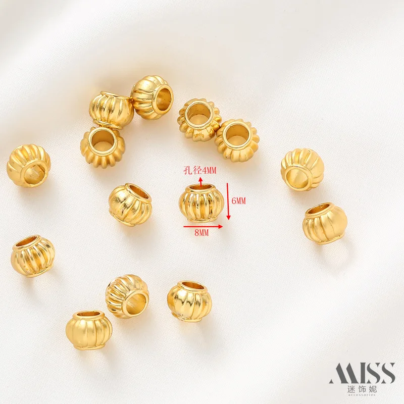 

14K Gold Plated Lucky Fu Bag Pendant Round Spacer Beads For DIY Bracelet Necklace Jewelry