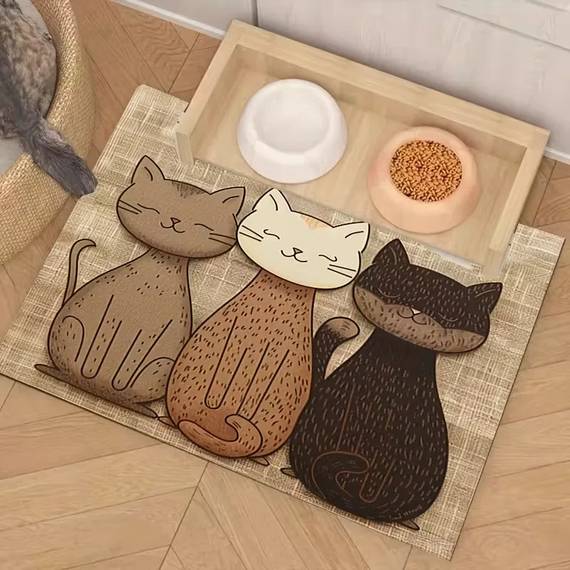 

Non-Slip Cat and Dog Feeding Mat Cute Pattern Leakproof Waterproof Easy Clean Surface Machine Washable Durable for All Breeds