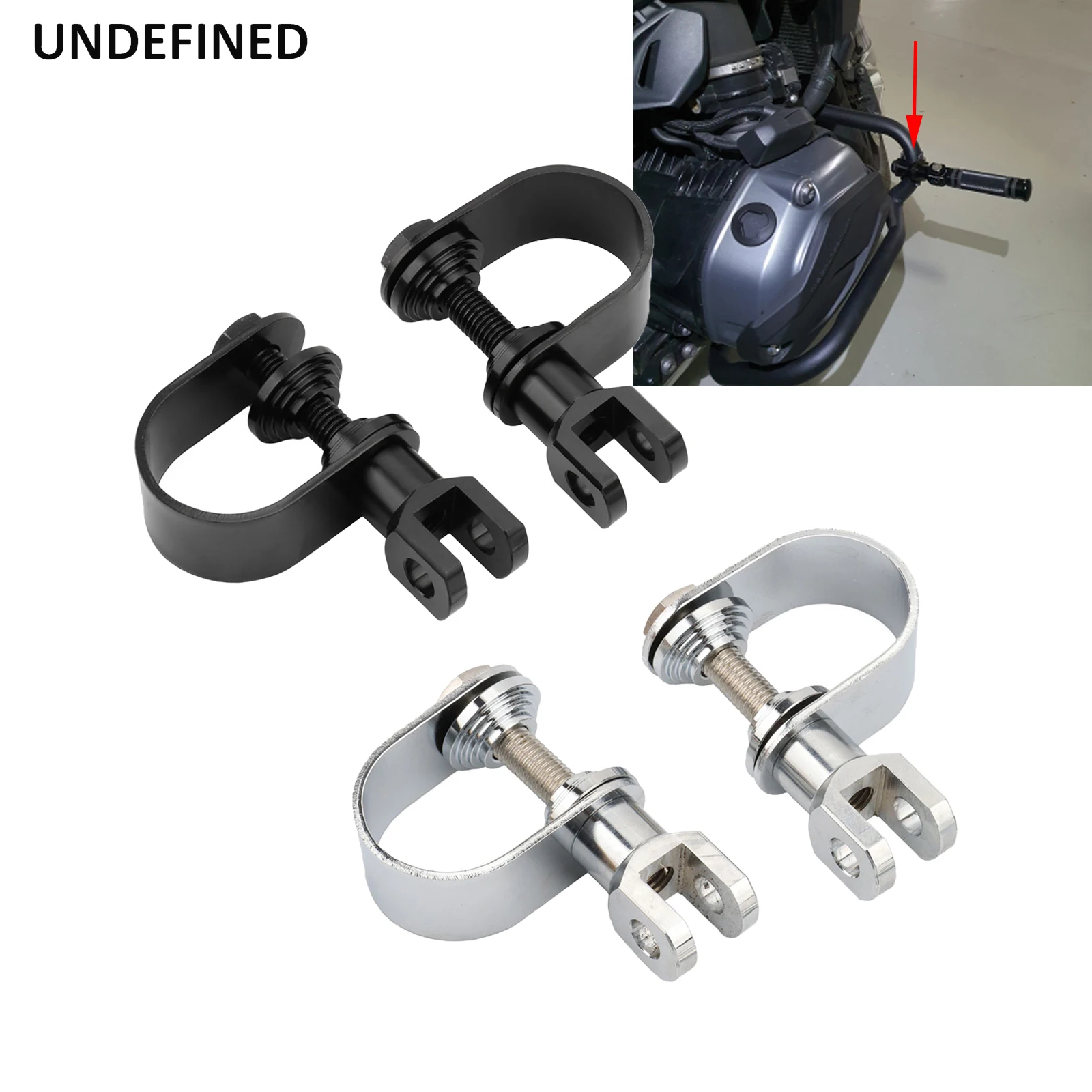 Universal 38mm Motorcycle Foot Pegs Mount Clamp Highway Engine Crash Bar Guard Footrest Mounts Black Chrome For Harley For Honda 