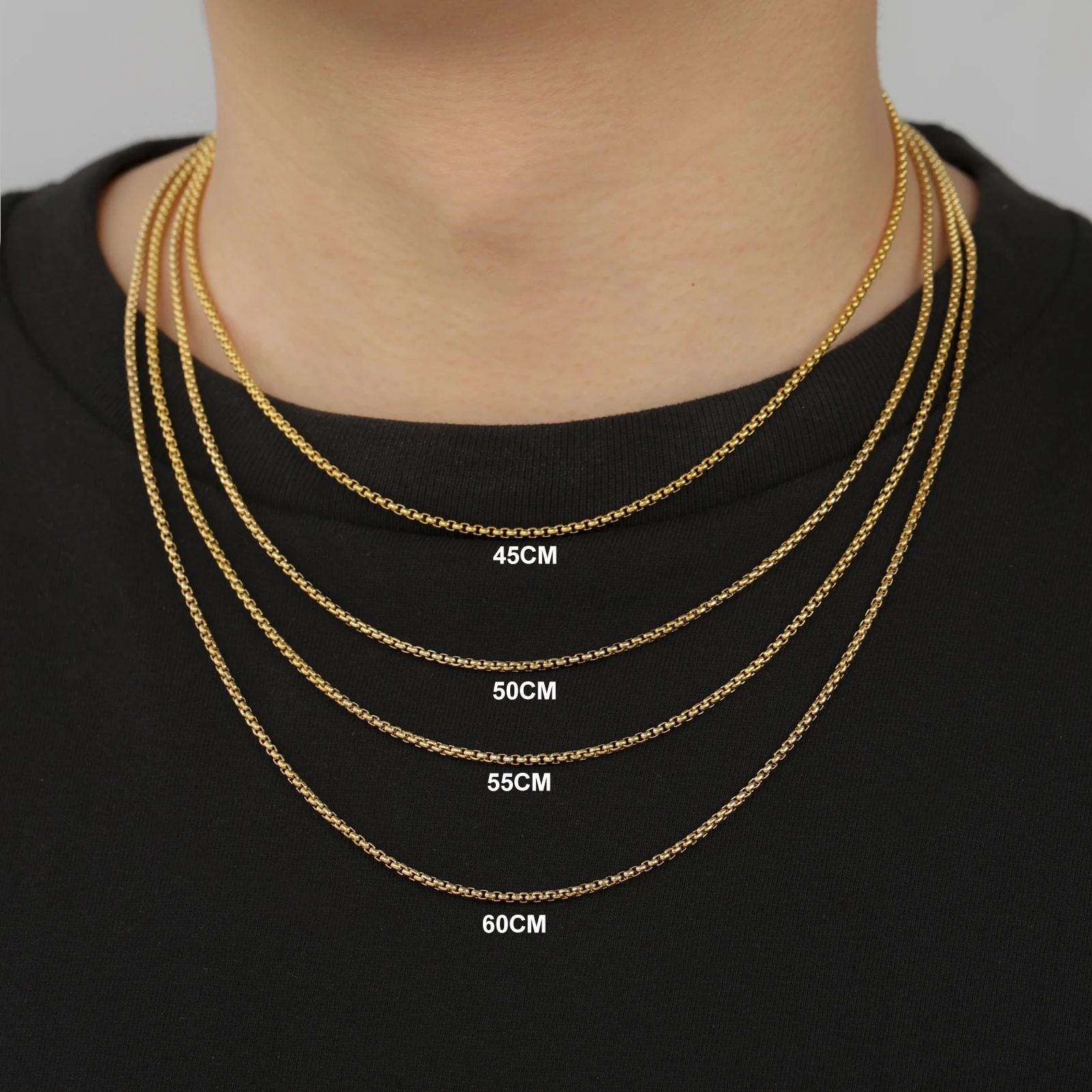 Long 2‑7mm Thick Box‑Chain Stainless‑Steel Necklace Unisex for Men Women,Basic Punk‑Trend Base‑Link Statement Jewelry,Gift‑Ready,Wholesale Available