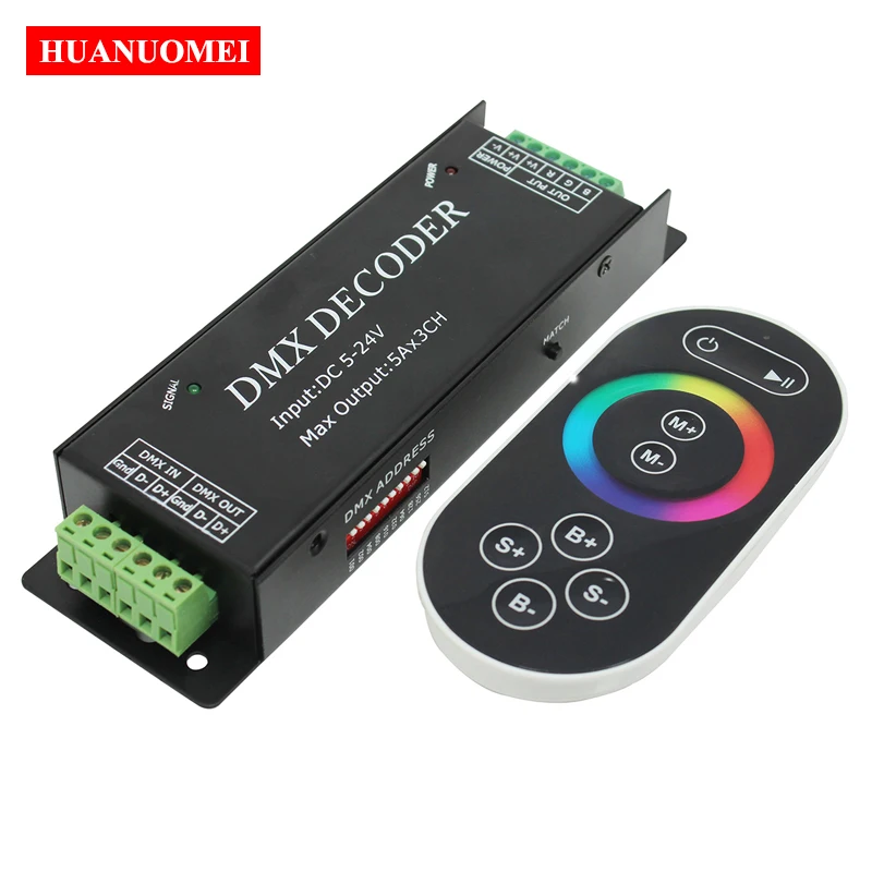 DMX100 LED Strip DMX Decoder Controller Dimmer DC5-24V Output 5A*3Channels