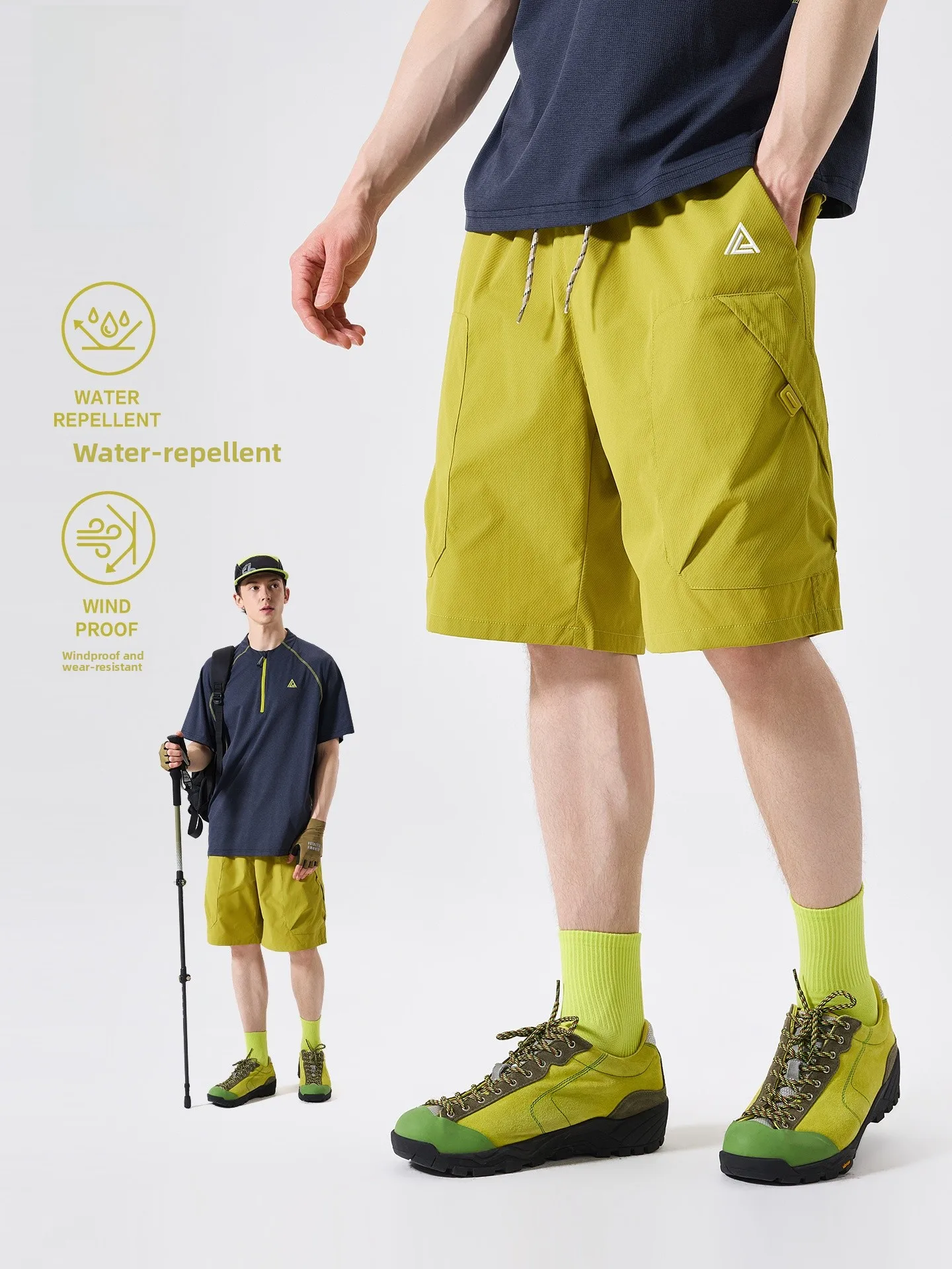 LAZY DAY Outdoor Waterproof Men's Hiking Shorts Lightweight Sport Casual Five-Quarter Length Workwear Polyester Fiber