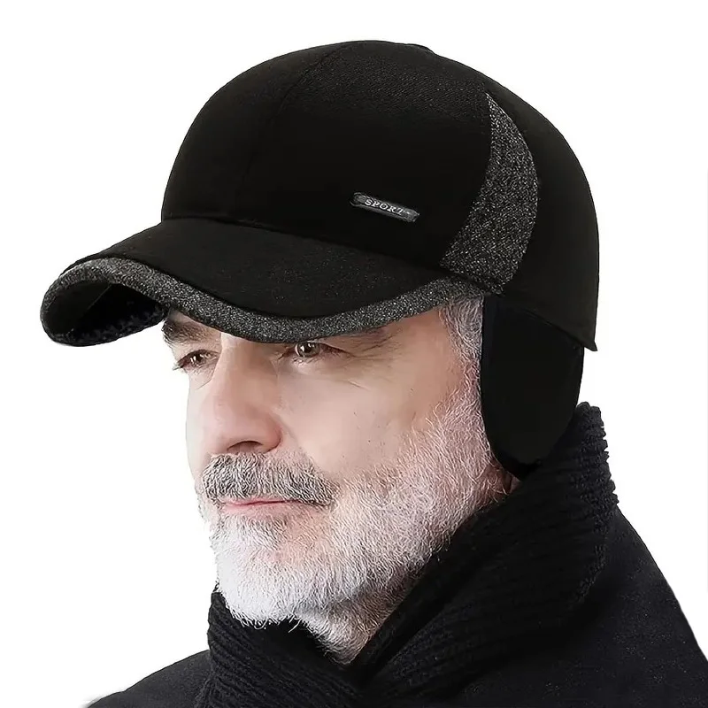 

Auturnn Thick Warm Men Winter Baseball Cap With Ear Flaps, Ideal choice for Gifts